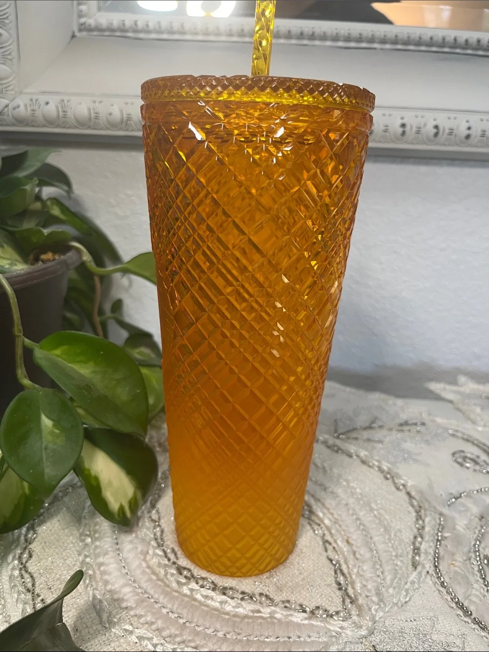 NWOT Starbucks 2021 Summer Orange Mango Ombre Jeweled Studded Tumbler 24oz